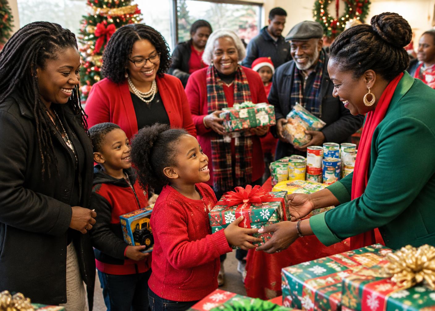 North Carolina teachers, caregivers, seniors and families sharing holiday joy