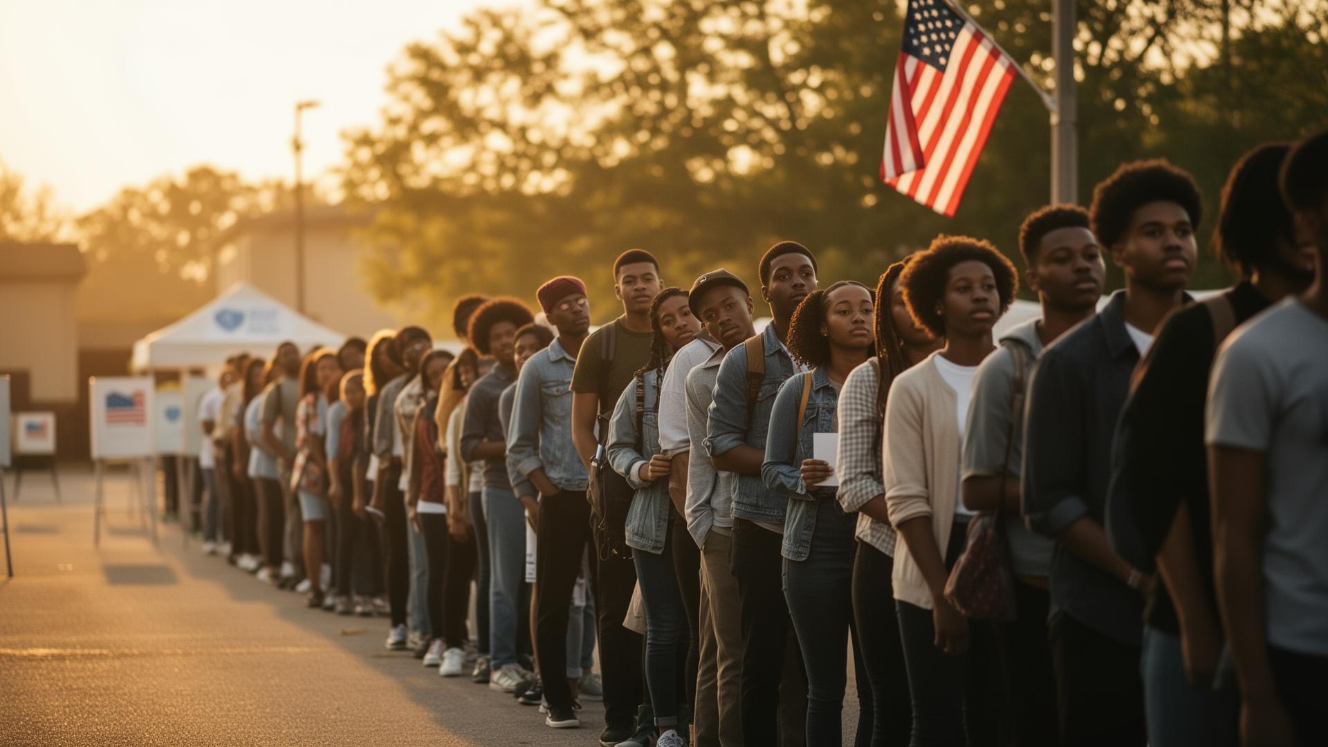 Voters in line at sunrise
