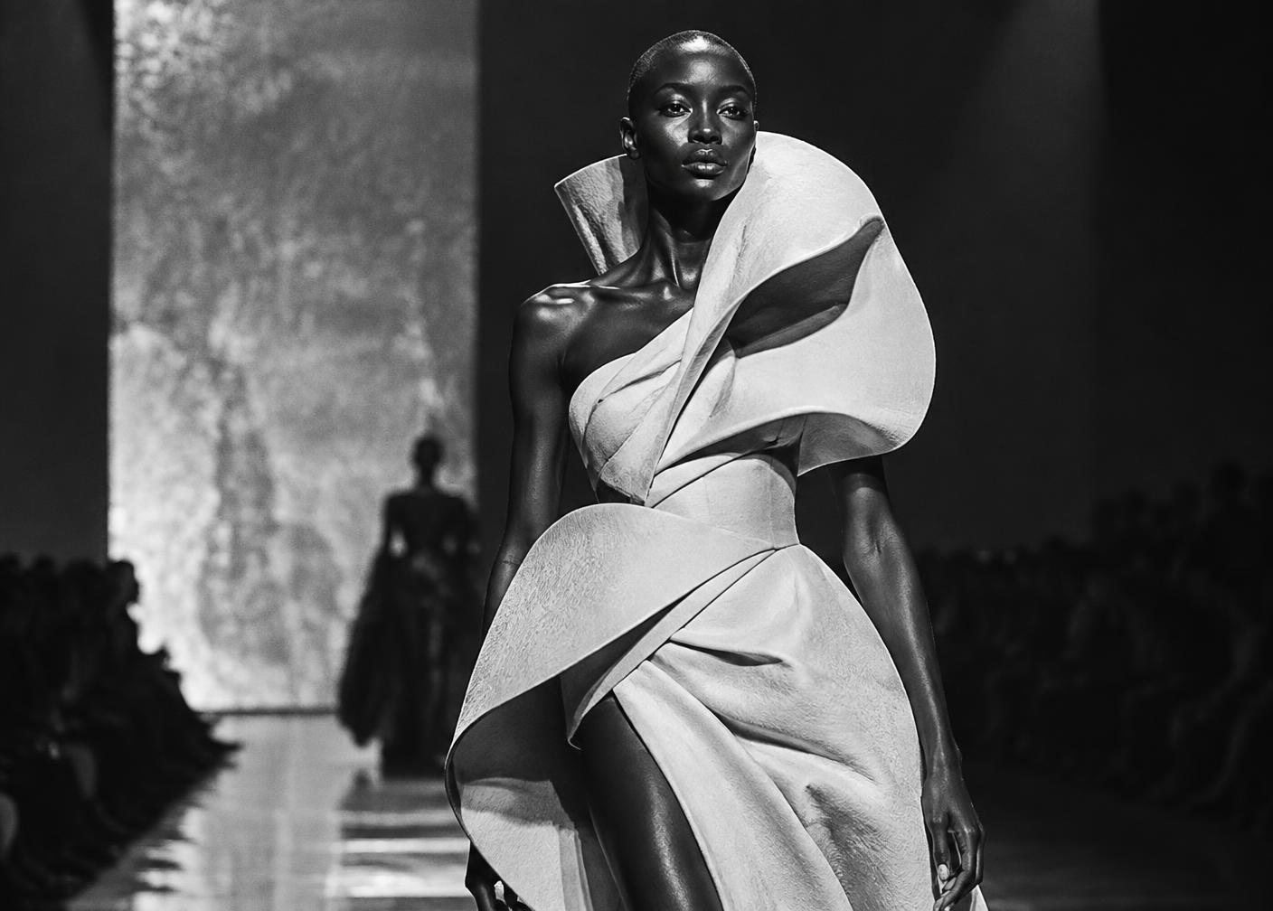 Black and white runway photography